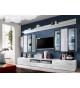 Meuble TV Blanc & Vitrine mural LED