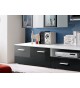Meuble TV Noir & Vitrine Mural Blanche LED