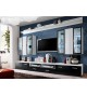 Meuble TV Noir & Vitrine Mural Blanche LED