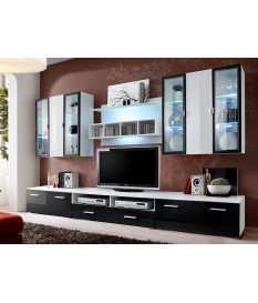 Ensemble TÉLÉ Mural Design Noir/Blanc Laqué