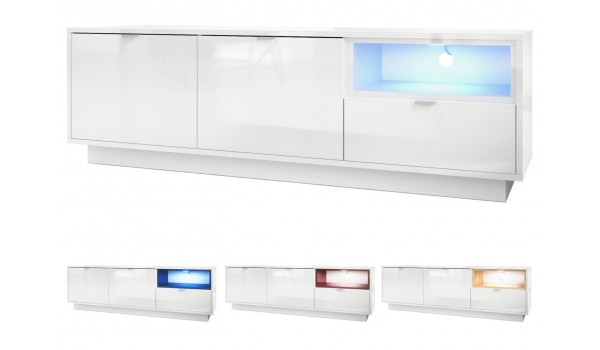 Meuble TV Design Blanc Brillant
