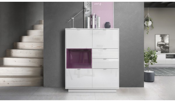 Buffet Haut Design Blanc Brillant