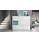 Meuble Buffet Haut Blanc Brillant 6 portes