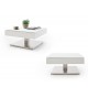 Table Basse Blanche Pied Acier Central & Plateau Rotatif