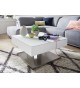 Table Basse Blanche Pied Acier Central & Plateau Rotatif