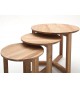 3 Tables Gigognes Ronde Embîtable en Bois Chêne Massif