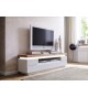 Meuble TV Bois Massif et Blanc Laqué Mat