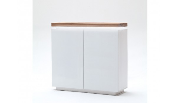 Commode Blanche & Bois 2 Portes