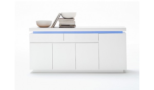 Buffet 175 cm Blanc Laqué & Led RGB