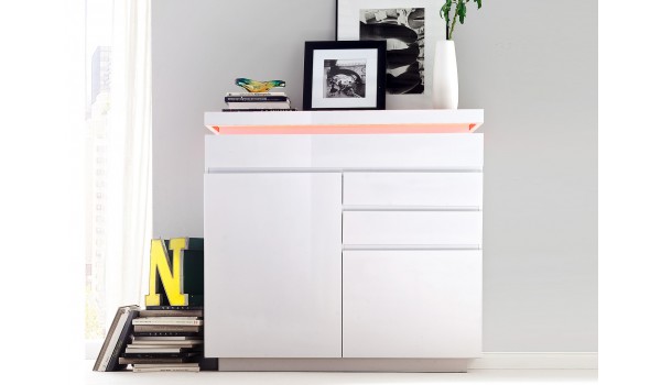 Commode Blanc Laqué & Led RGB