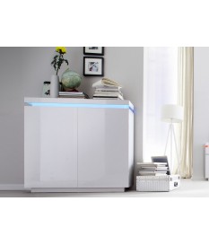 Commode 2 Portes Laqué Blanche & Led RGB