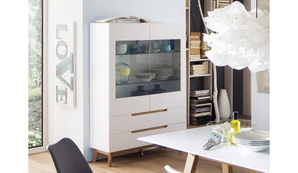 Buffet - Vaisselier Vitré Blanc Laqué Mat