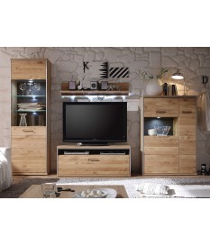 Ensemble TV Contemporain en Bois Chêne Massif