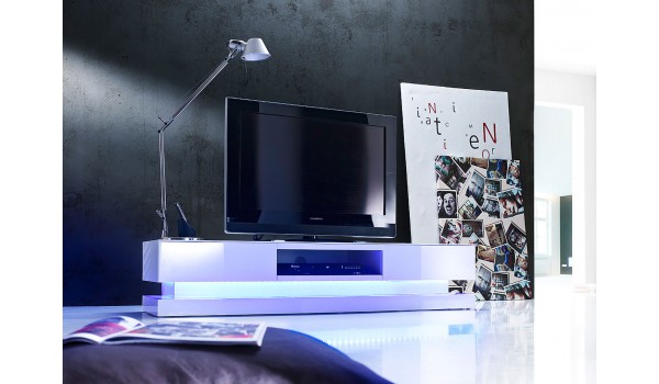 Meuble TV LED Laqué Blanc Design