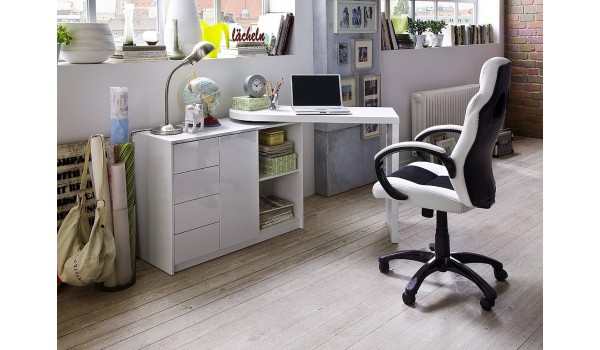 Bureau Moderne Blanc avec Rangement