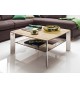 Table Basse Carrée en Bois Verre et Acier