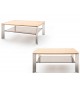 Table Basse Rectangulaire en Bois Verre et Acier