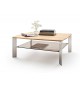 Table Basse Rectangulaire en Bois Verre et Acier
