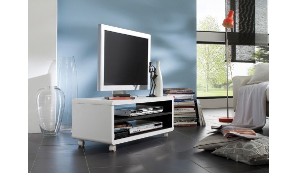 Meuble TV à Roulettes Blanc et Noir