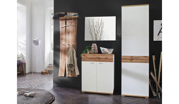 Ensemble D'entrée & Vestiaire Design Blanc & Bois