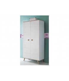 Armoire de Chambre Ado Blanche et Bois