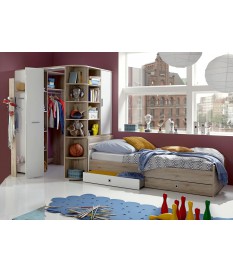 Lit Simple et Armoire Dressing D'angle