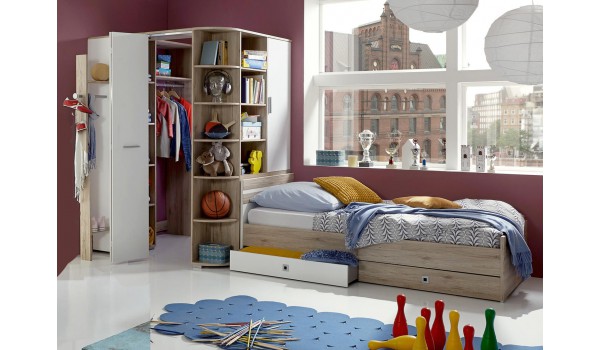 Lit Simple et Armoire Dressing D'angle