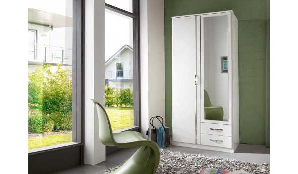 Armoire Blanche - 2 Portes / 2 Tiroirs