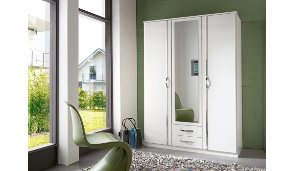 Armoire Blanche - 3 Portes / 2 Tiroirs