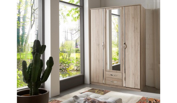 Armoire Bois - 3 Portes / 2 Tiroirs