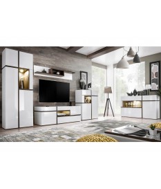 Meuble Salon Complet Design Blanc & Bois