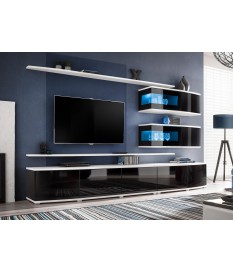 Meuble TV Design Led Noir et Blanc
