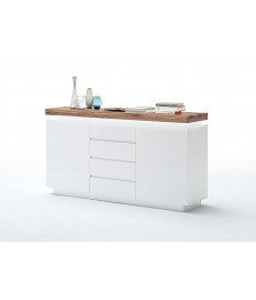 Meuble Buffet Blanc et Bois Massif à Led