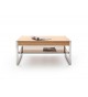 Table basse rectangulaire pas cher - Bois massif - Verre et acier