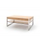 Table basse rectangulaire pas cher - Bois massif - Verre et acier