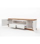 Meuble TV blanc et bois massif