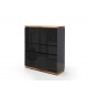 Buffet design haut noir laqué et bois massif