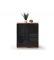 Buffet design haut noir laqué et bois massif