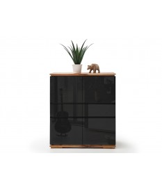 Buffet design haut noir laqué et bois massif