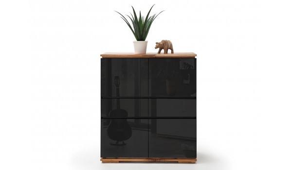 Buffet design haut noir laqué et bois massif