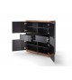Buffet design haut noir laqué et bois massif