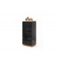 Commode haute à tiroirs noir laqué et bois massif