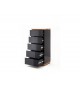 Commode haute à tiroirs noir laqué et bois massif