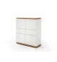 Buffet design haut blanc laqué et bois massif