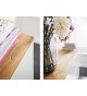 Buffet design haut blanc laqué et bois massif