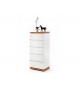 Commode haute à tiroirs blanche laqué et bois massif