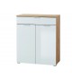 Meuble de rangement blanc et bois