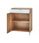 Meuble de rangement blanc et bois