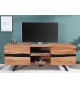 Meuble TV design bois massif et métal 160 cm / Acacia