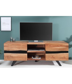 Meuble TV design bois massif et métal 160 cm / Acacia